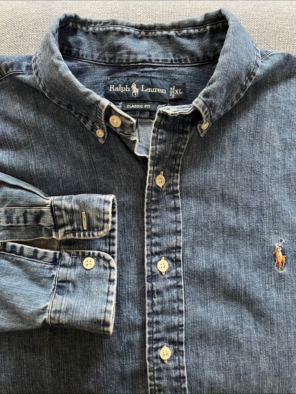 Vintage Ralph Lauren Denim Shirt 1990s Classic Fit Soft Cotton